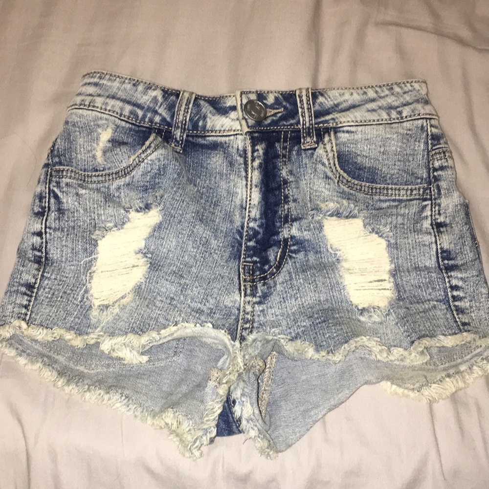 Ripped jean shorts